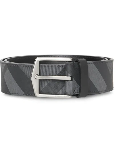 Shop Burberry London Check Belt In Grey