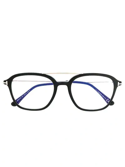 Shop Tom Ford Round Frame Glasses In Black