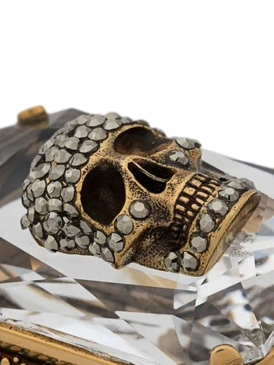 Shop Alexander Mcqueen Skull Crystal Ring In 7390 Gold
