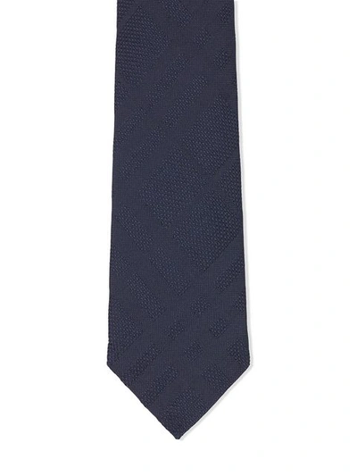 Shop Burberry Classic Cut Check Silk Jacquard Tie In Blue