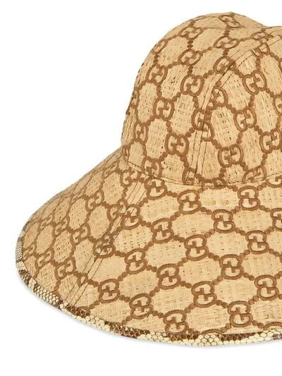 Shop Gucci Gg Wide Brim Hat In Neutrals