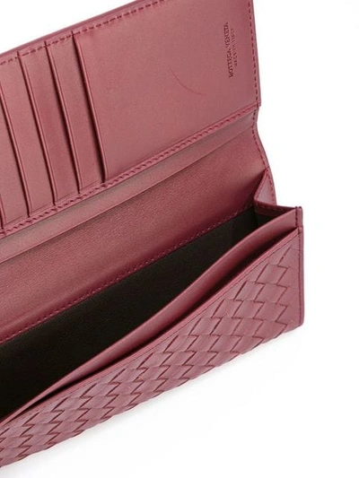Shop Bottega Veneta Intrecciato Weave Continental Wallet In Red