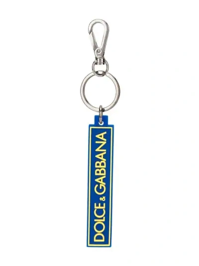 Shop Dolce & Gabbana Logo Keyring In Blue