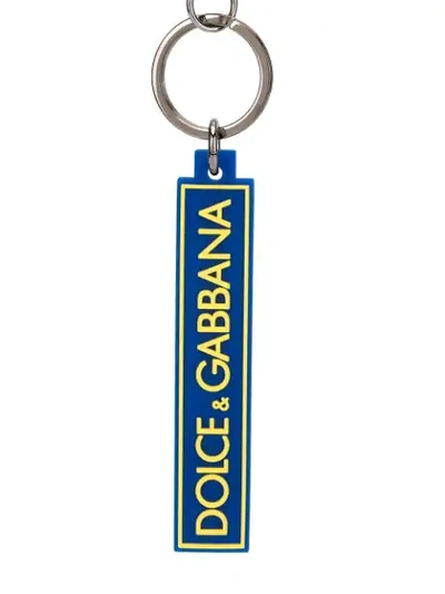 Shop Dolce & Gabbana Logo Keyring In Blue
