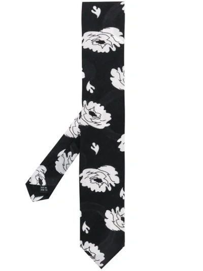 YOHJI YAMAMOTO FLORAL TIE - 黑色