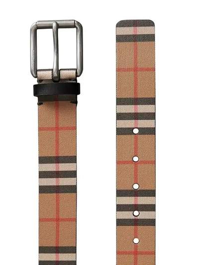 Shop Burberry Vintage Check Leather Belt In Neutrals