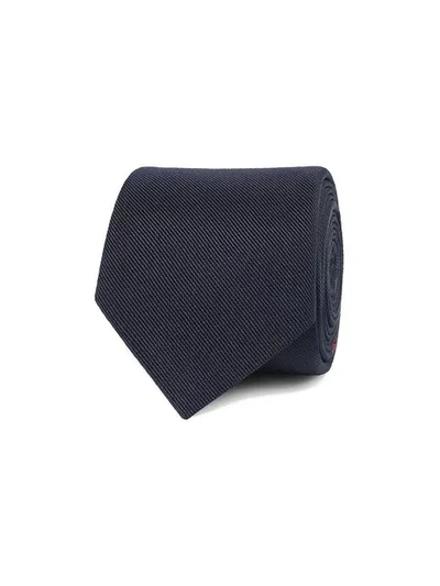 Shop Gucci Embroidered Underknot Silk Tie In 4000 Blue