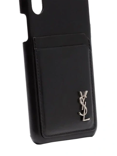 Shop Saint Laurent Iphone 10 Leather Case In Black