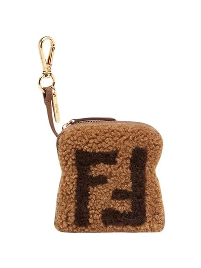 Shop Fendi Toast Ff Logo Charm In Brown