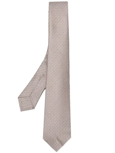 Shop Kiton Geometric Patterned Tie In Neutrals