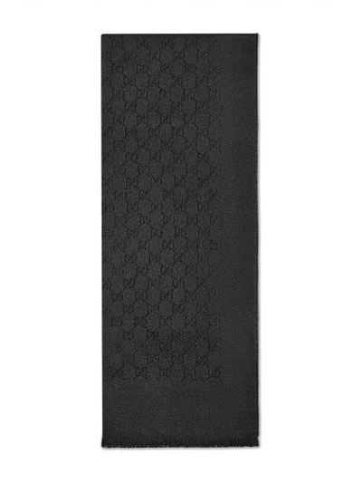 Shop Gucci Gg Jacquard Cashmere Scarf In Black