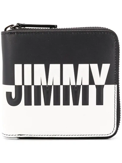 Shop Jimmy Choo Contrast Logo Wallet In Black