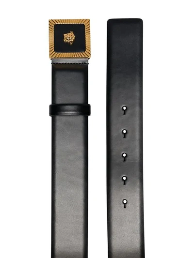 Shop Versace Black Medusa Buckle Leather Belt