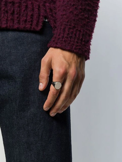 Shop Maison Margiela Signet Engraved Ring In Silver