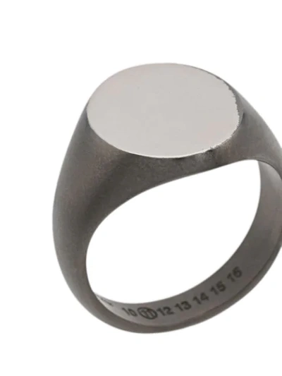 Shop Maison Margiela Signet Engraved Ring In Silver