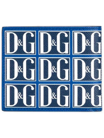 Shop Dolce & Gabbana Logo Bi-fold Wallet In Hby43 Dg Grafico F. Blu
