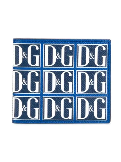 Shop Dolce & Gabbana Logo Bi-fold Wallet In Hby43 Dg Grafico F. Blu