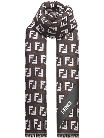 Shop Fendi Monogram Scarf In Brown