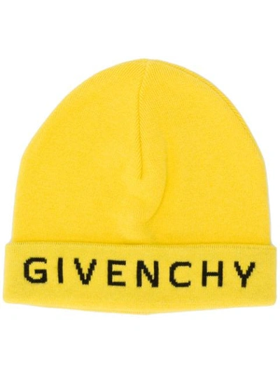 GIVENCHY LOGO EMBROIDERED BEANIE - 黄色