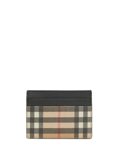 Shop Burberry Vintage Check E-canvas And Leather Card Case In Black
