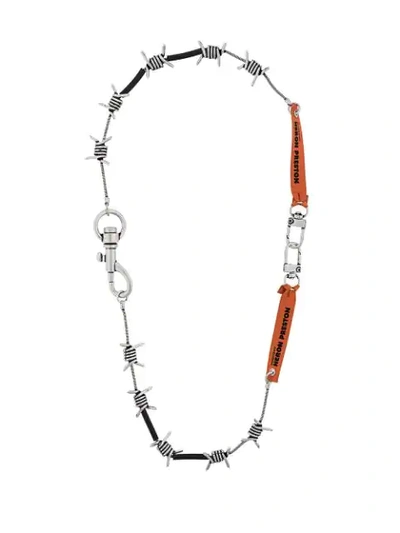 Shop Heron Preston Barbwire Design Necklace In 9191 Silver Silver
