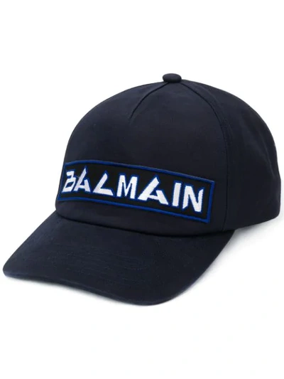 Shop Balmain Embroidered Logo Baseball Cap In 6ub Blue