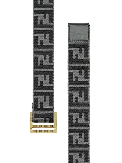 Shop Fendi Ff Print Belt In Grey