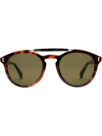 Shop Gucci Round-frame Acetate Sunglasses In Brown