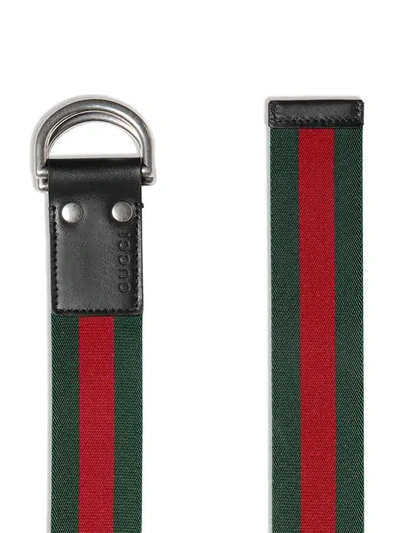 Shop Gucci Web Belt With D In 1060 Green Red