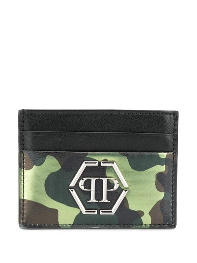 Shop Philipp Plein Camouflage Cardholder In Green