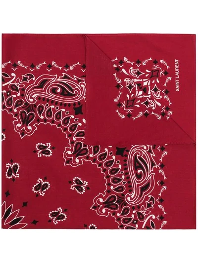 Shop Saint Laurent Red Paisley-print Cotton Necktie