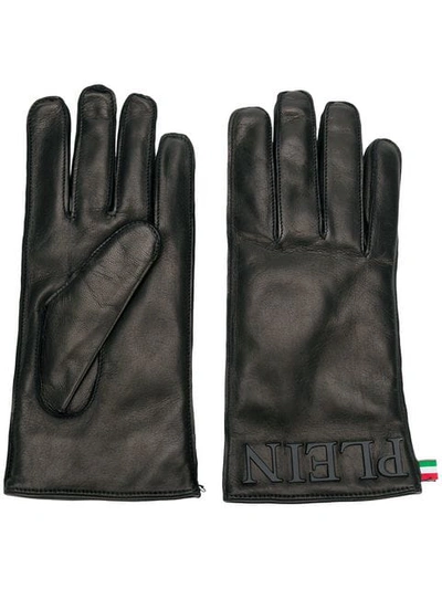 Shop Philipp Plein Logo Plaque Gloves - Black