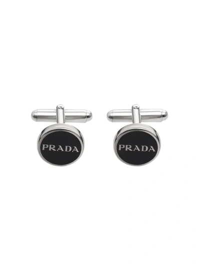 Shop Prada Logo Cufflinks - Black