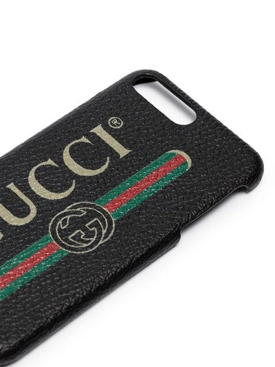 Shop Gucci Multicoloured Iphone 8+ Logo Leather Phone Case In Black