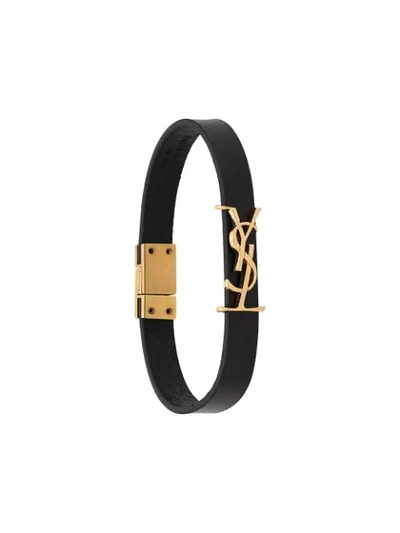Shop Saint Laurent Opyum Monogram Bracelet In Black