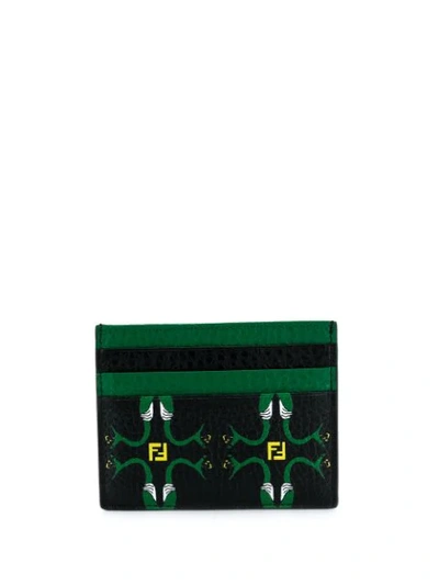 Shop Fendi Snake Print Card Holder In Black