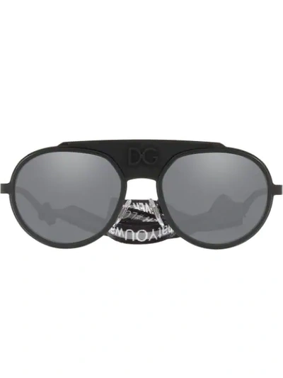 Shop Dolce & Gabbana Pilotenbrille Mit Runden Gläsern In Black