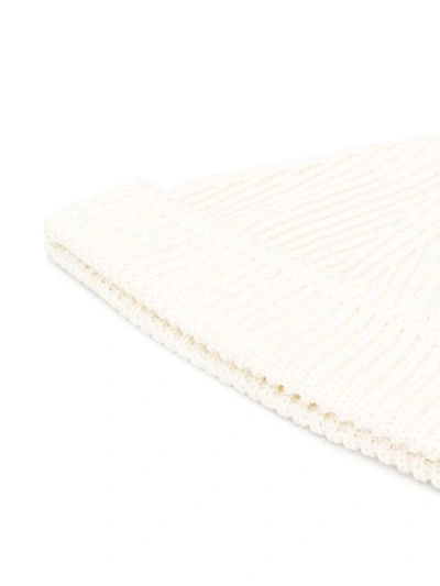 Shop Maison Margiela Knitted Beanie Hat In White