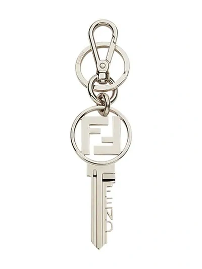 Shop Fendi Ff Motif Keyring In Silver