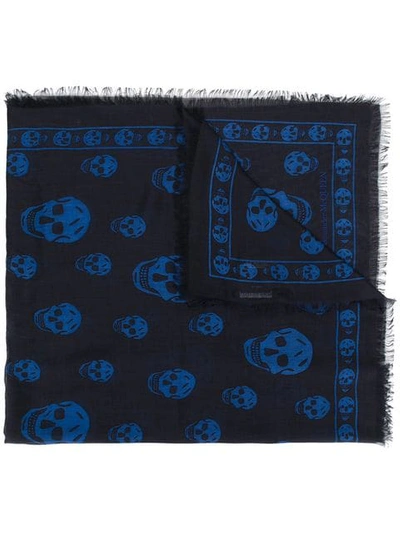 Shop Alexander Mcqueen Skull Print Scarf In Blue