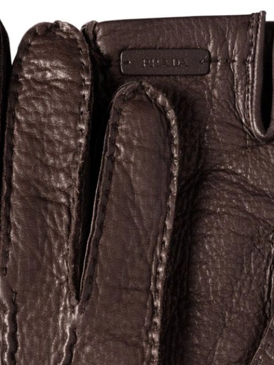 Shop Prada Stitch-detail Gloves In Brown