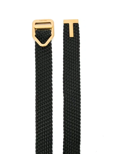 Shop Tom Ford Intrecciato Weave Belt In Black