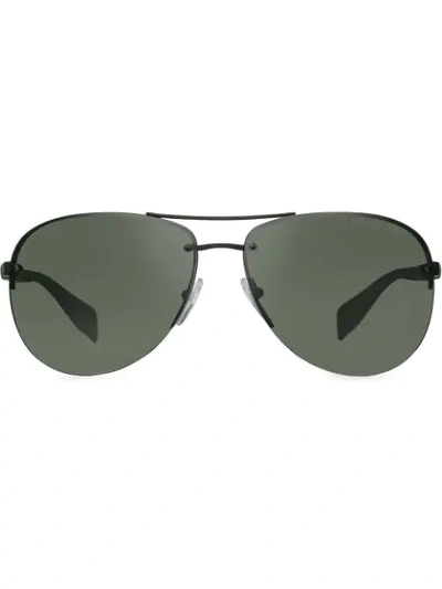 Shop Prada Aviator Sunglasses In Black