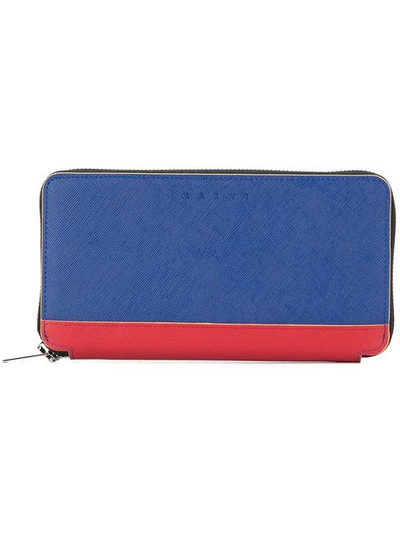 Shop Marni Long Two-tone Wallet In Blue