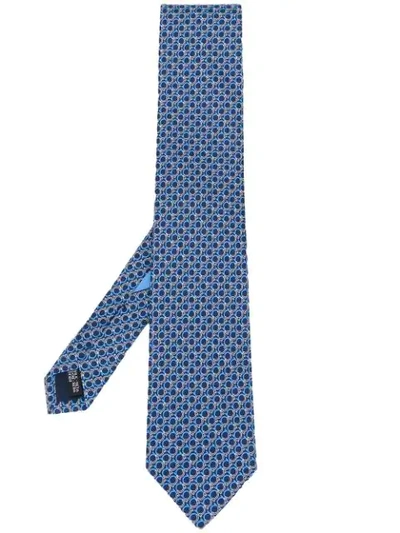 Shop Ferragamo Logo Print Tie In Blue