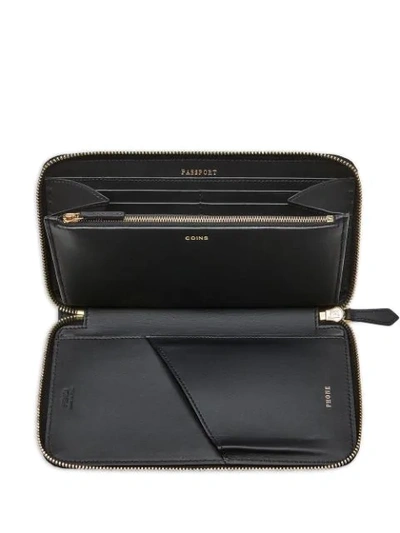 Shop Fendi Zipped Diabolic Eyes Wallet In Black