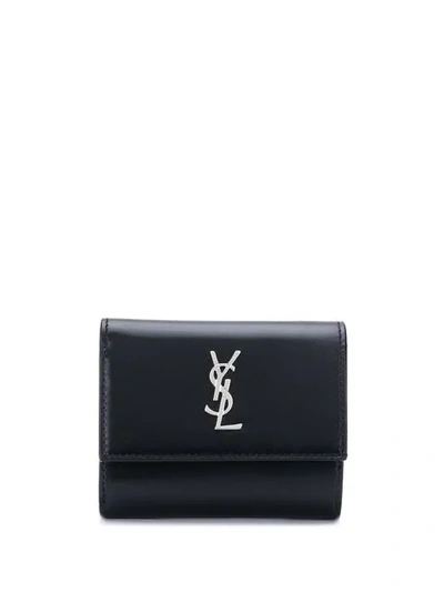 Shop Saint Laurent Trifold Logo Wallet In Black