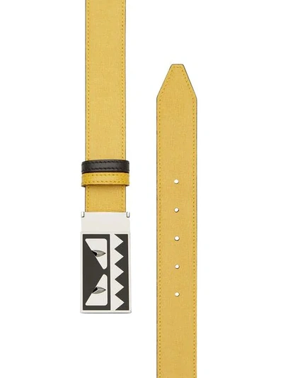 Shop Fendi Reversible Bag Bugs Belt In Yellow