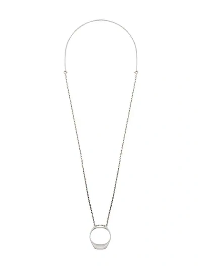 Shop Maison Margiela Perforated Ring Pendant Necklace In Metallic