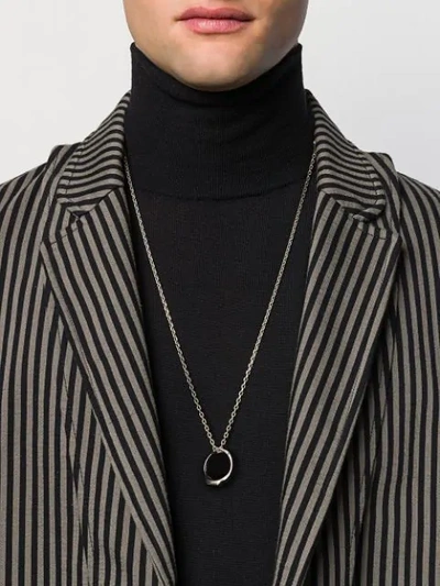 Shop Maison Margiela Perforated Ring Pendant Necklace In Metallic